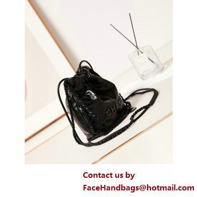 Chanel Shiny Calfskin & Black Metal CHANEL 22 Mini Handbag AS3980 Black